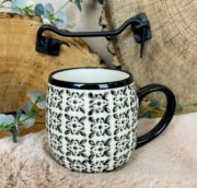 KUBEK CERAMICZNY BIAŁO CZARNY 390ML