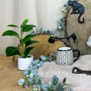 KUBEK CERAMICZNY BIAŁO CZARNY 390ML