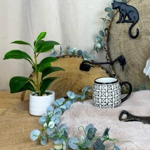 KUBEK CERAMICZNY BIAŁO CZARNY 390ML