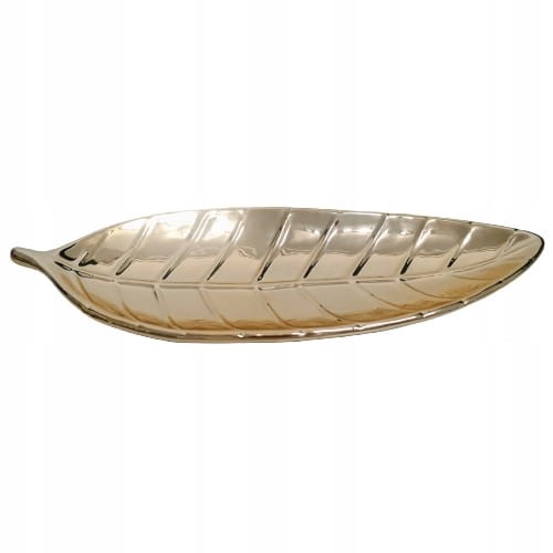 TALERZ OZDOBNY CERAMICZNY - LIŚĆ ZŁOTY 29X11X3,5CM
