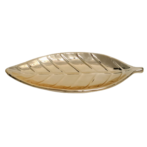 TALERZ OZDOBNY CERAMICZNY - LIŚĆ ZŁOTY 29X11X3,5CM