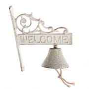 ŻELIWNY DZWON BIAŁY WELCOME 17 × 21 × 9 cm