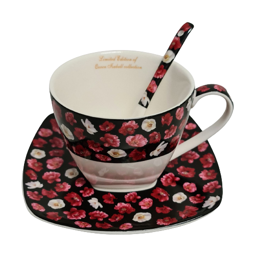 KOMPLET 6 FILIŻANEK Z ŁYŻECZKAMI MAKI 6X300 ML