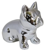 SKARBONKA CERAMICZNA BULDOG SREBRNY MAŁY 12X7X10 CM