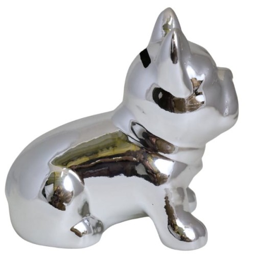 SKARBONKA CERAMICZNA BULDOG SREBRNY MAŁY 12X7X10 CM