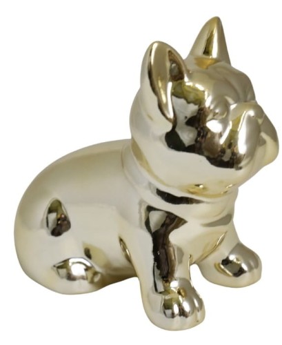 SKARBONKA CERAMICZNA BULDOG ZŁOTY DUŻY 14X8X13 CM