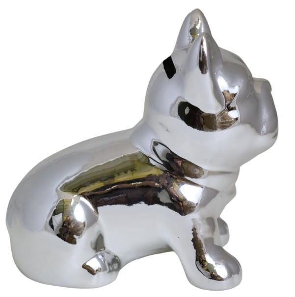 SKARBONKA CERAMICZNA BULDOG SREBRNY DUŻY 14X8X13 CM