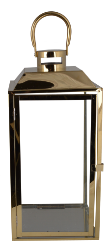 LAMPION LATARNIA METALOWA ZŁOTA 19X20X40cm