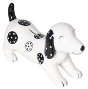 SKARBONKA CERAMICZNA JAMNIK BIAŁO-CZARNY MAŁY 19X6,5X10 CM