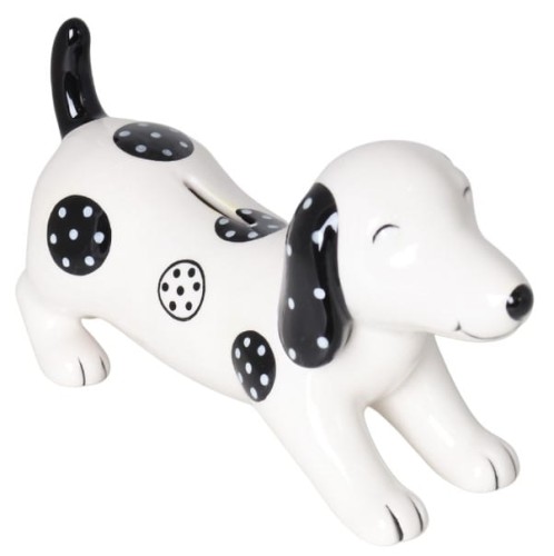 SKARBONKA CERAMICZNA JAMNIK BIAŁO-CZARNY MAŁY 19X6,5X10 CM