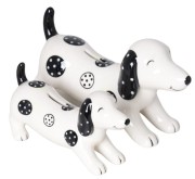SKARBONKA CERAMICZNA JAMNIK BIAŁO-CZARNY MAŁY 19X6,5X10 CM