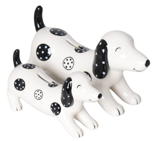SKARBONKA CERAMICZNA JAMNIK BIAŁO-CZARNY MAŁY 19X6,5X10 CM