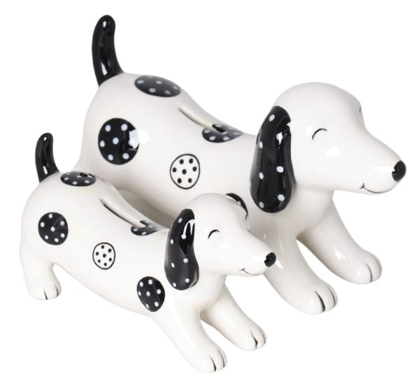 SKARBONKA CERAMICZNA JAMNIK BIAŁO-CZARNY MAŁY 19X6,5X10 CM