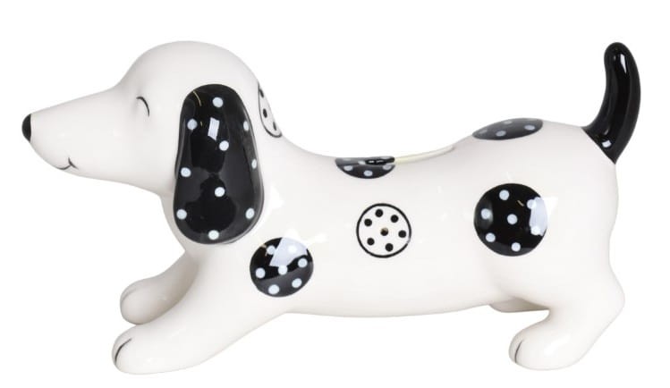 SKARBONKA CERAMICZNA JAMNIK BIAŁO-CZARNY MAŁY 19X6,5X10 CM
