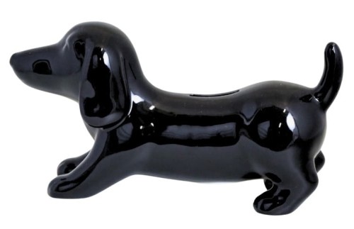 SKARBONKA CERAMICZNA JAMNIK CZARNY ZE ZŁOTYM NOSEM 19X6,5X10CM