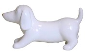 SKARBONKA CERAMICZNA JAMNIK BIAŁY ZE ZŁOTYM NOSEM 19X6,5X10CM