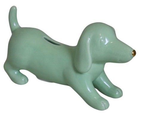 SKARBONKA CERAMICZNA JAMNIK MIĘTOWY ZE ZŁOTYM NOSEM 24X7,5X12,5 CM