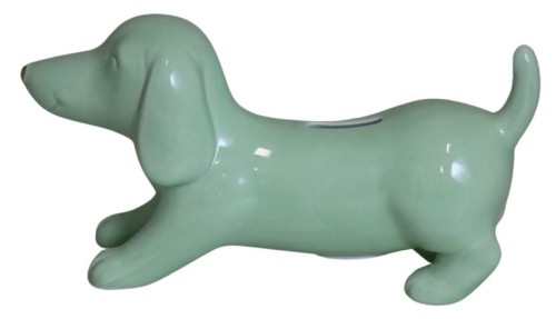 SKARBONKA CERAMICZNA JAMNIK MIĘTOWY ZE ZŁOTYM NOSEM 24X7,5X12,5 CM