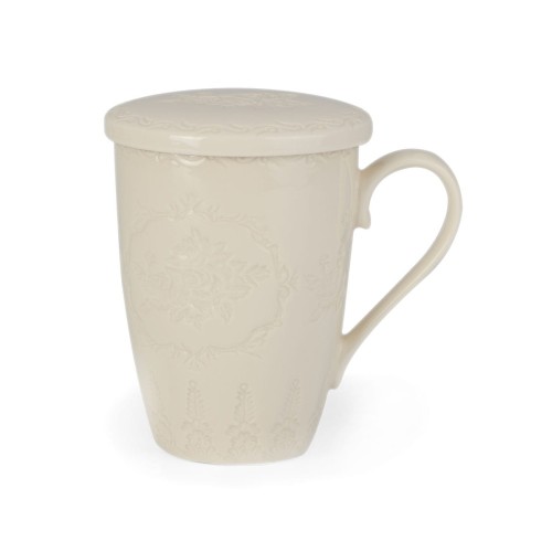 KUBEK Z ZAPARZACZEM KREMOWY 420ML
