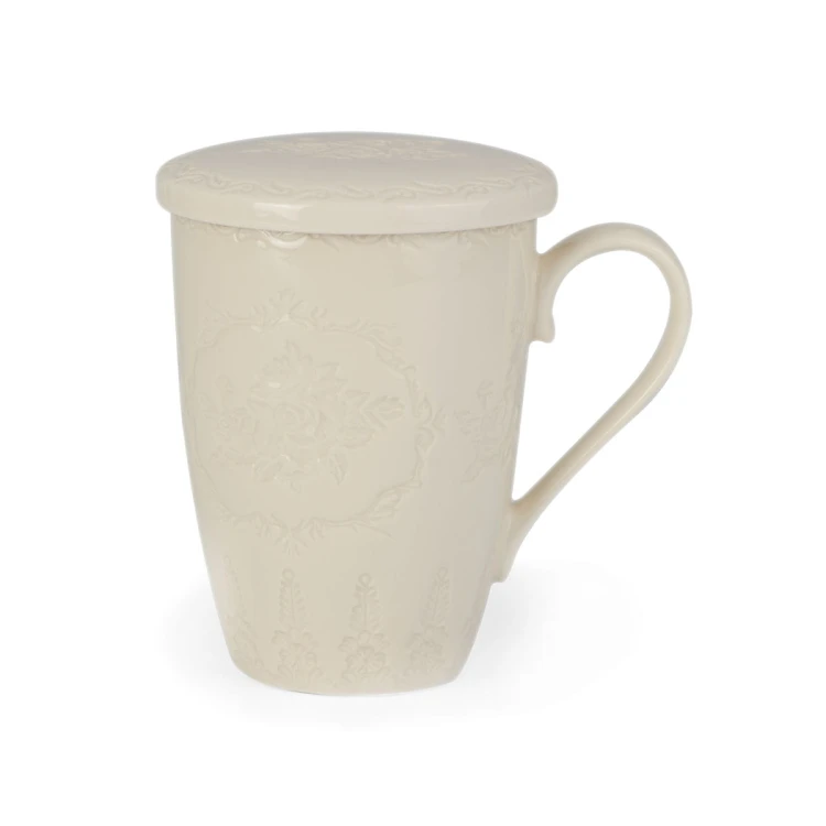 KUBEK Z ZAPARZACZEM KREMOWY 420ML