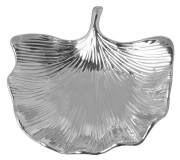 TALERZ/PATERA CERAMICZNY LIŚĆ MIŁORZĄBU SREBRNY DUŻY