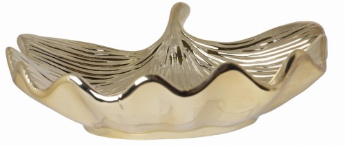 PATERA CERAMICZNA, ZŁOTA , Liść MIŁORZĄB