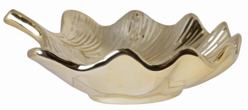 PATERA CERAMICZNA, ZŁOTA , Liść MIŁORZĄB