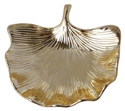 PATERA CERAMICZNA, ZŁOTA , Liść MIŁORZĄB 16x15,5x5 cm