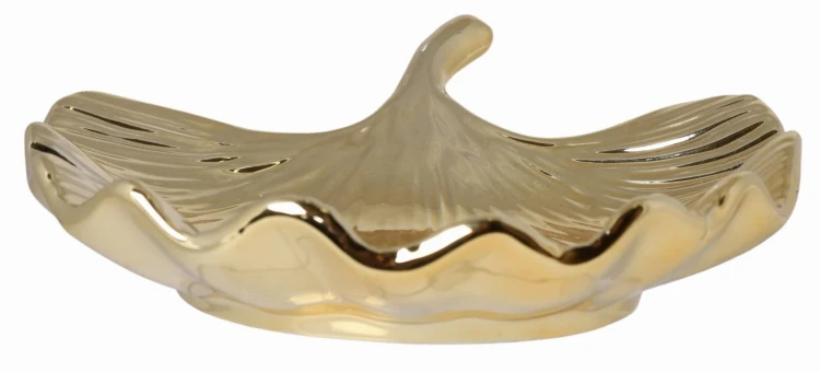 PATERA CERAMICZNA, ZŁOTA , Liść MIŁORZĄB 16x15,5x5 cm