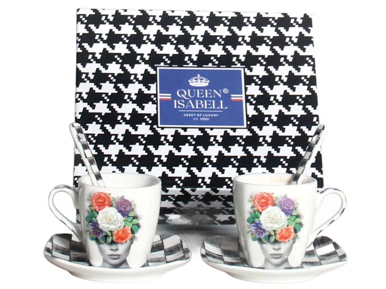 ELEGANCKI PORCELANOWY ZESTAW ESPRESSO PEPITKA KOBIETA
