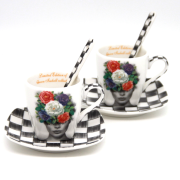 ELEGANCKI PORCELANOWY ZESTAW ESPRESSO PEPITKA KOBIETA