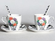 ELEGANCKI PORCELANOWY ZESTAW ESPRESSO PEPITKA KOBIETA
