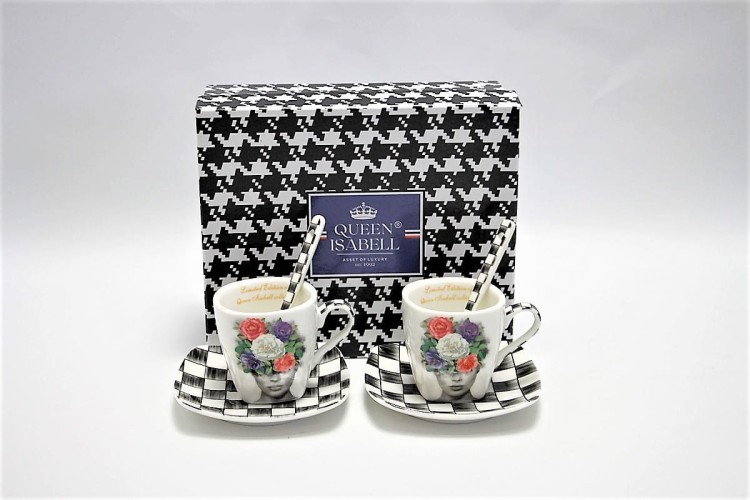 ELEGANCKI PORCELANOWY ZESTAW ESPRESSO PEPITKA KOBIETA