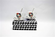 ELEGANCKI PORCELANOWY ZESTAW ESPRESSO PEPITKA KOBIETA