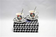 ELEGANCKI PORCELANOWY ZESTAW ESPRESSO PEPITKA KOBIETA
