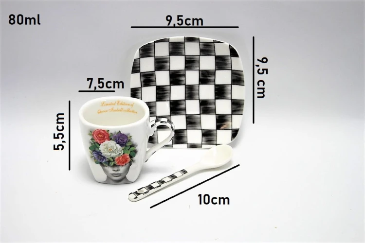 ELEGANCKI PORCELANOWY ZESTAW ESPRESSO PEPITKA KOBIETA