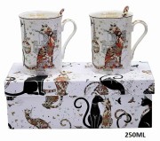 KPL. 2 KUBKÓW Z KOTAMI Z ŁYŻECZKAMI 2x250 ML