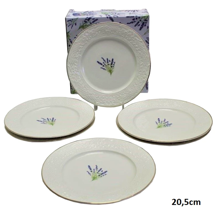 KPL. 6 TALERZY Z LAWENDĄ 20,5CM