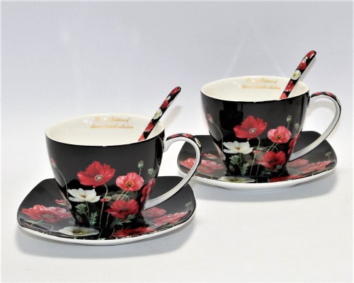 KOMPLET FILIŻANEK ESPRESSO Z ŁYŻECZKAMI MAKI 2x250ML