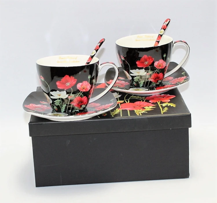 KOMPLET FILIŻANEK ESPRESSO Z ŁYŻECZKAMI MAKI 2x250ML
