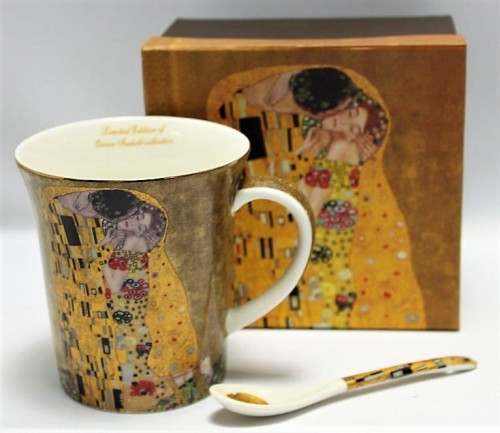 KUBEK G.KLIMT POCAŁUNEK 300ML Z ŁYŻECZKĄ