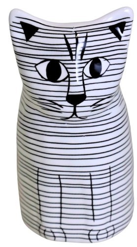 OSŁONKA CERAMICZNA BIAŁO - CZARNA KOTEK  13,5X9,2X17,5 CM
