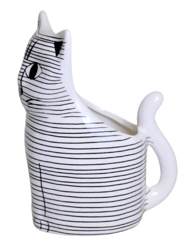 OSŁONKA CERAMICZNA BIAŁO - CZARNA KOTEK  13,5X9,2X17,5 CM