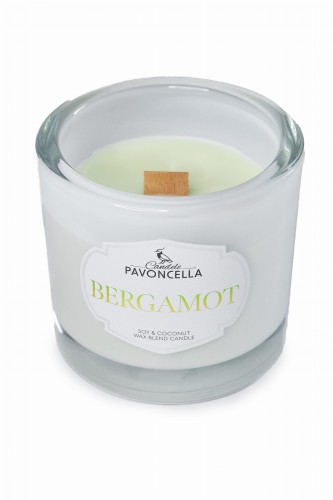 NATURALNA ŚWIECA SOJOWO-KOKOSOWA O ZAPACHU BERGAMOT 170G BIAŁA