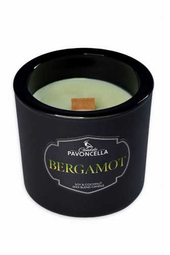 NATURALNA ŚWIECA SOJOWO-KOKOSOWA O ZAPACHU BERGAMOT 170G CZARNA