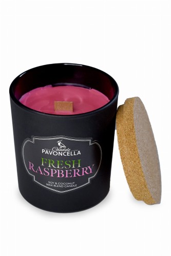 NATURALNA ŚWIECA SOJOWO-KOKOSOWA O ZAPACHU FRESH RASPBERRY 135G CZARNA