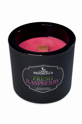 NATURALNA ŚWIECA SOJOWO-KOKOSOWA O ZAPACHU FRESH RASPBERRY 170G CZARNA