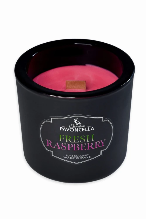 NATURALNA ŚWIECA SOJOWO-KOKOSOWA O ZAPACHU FRESH RASPBERRY 170G CZARNA