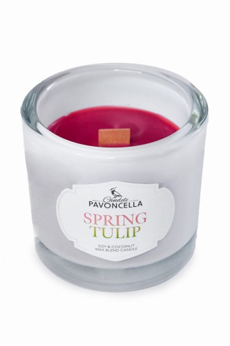 NATURALNA ŚWIECA SOJOWO-KOKOSOWA O ZAPACHU SPRING TULIP 170G BIAŁA