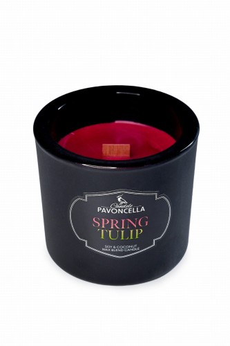 NATURALNA ŚWIECA SOJOWO-KOKOSOWA O ZAPACHU SPRING TULIP 170G CZARNA